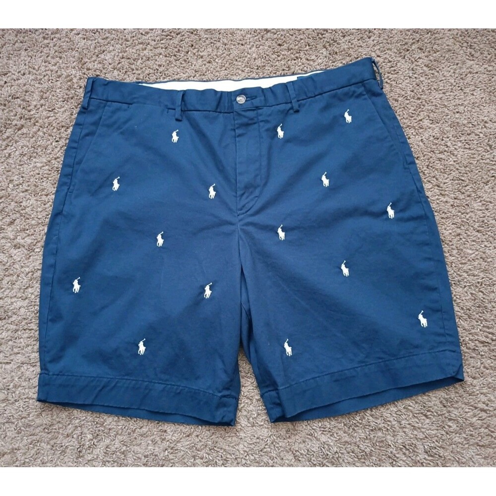 Polo Ralph Lauren Stretch Fit Chino Shorts Mens 38 Navy Embroidered Pony